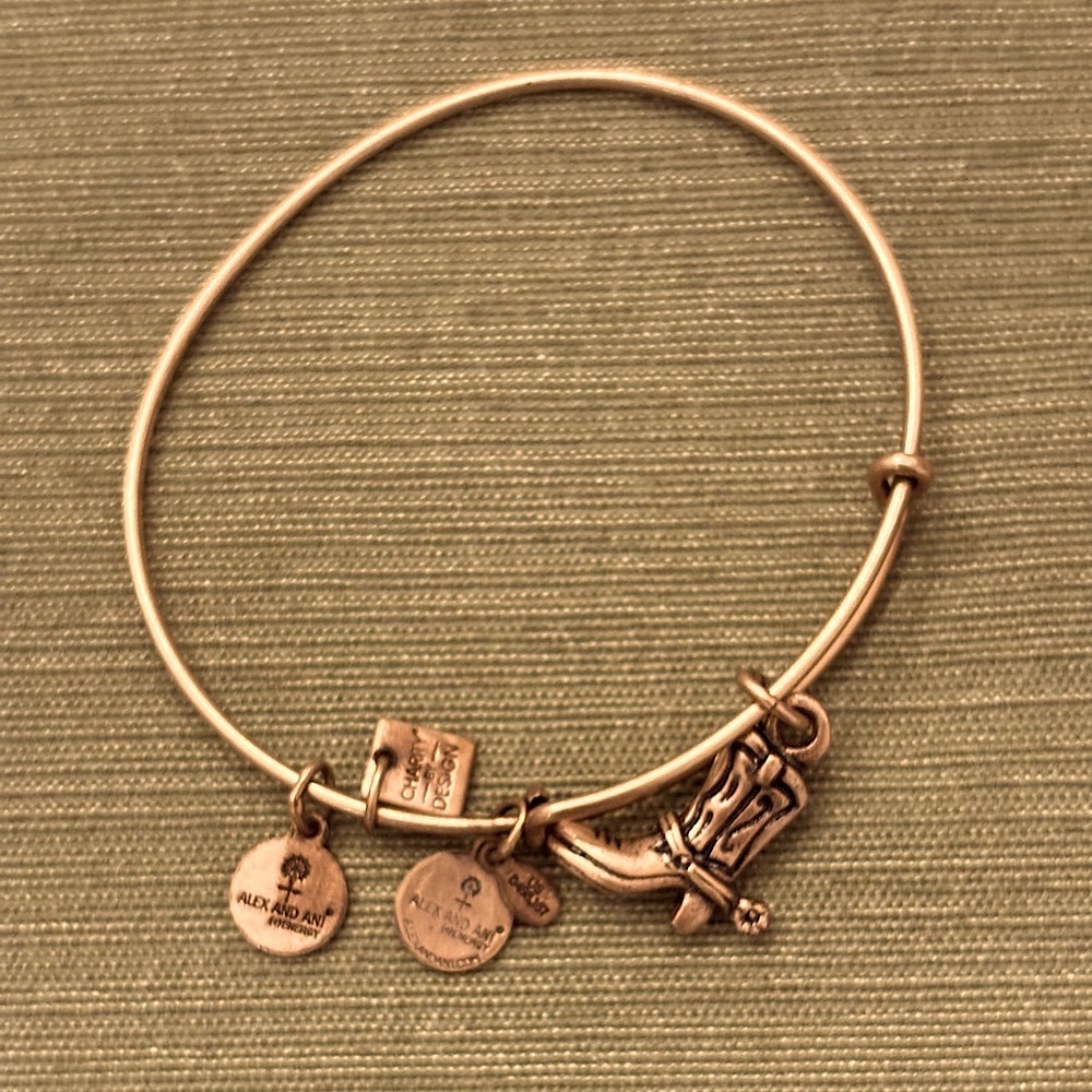 Alex + Ani bracelet with cowboy boot charm